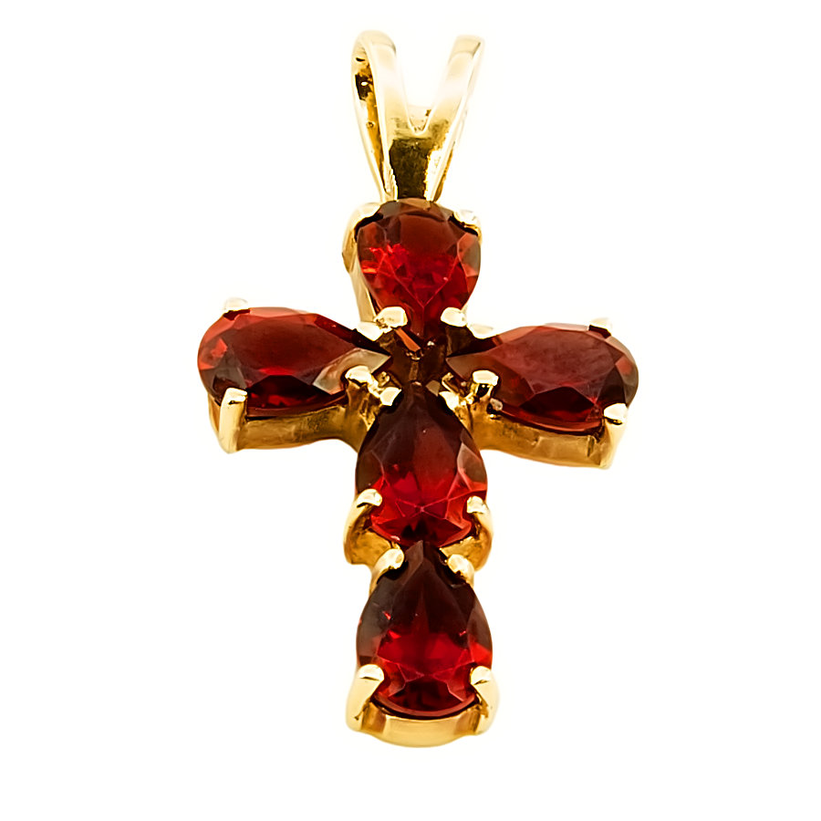 9ct gold Garnet Cross Pendant